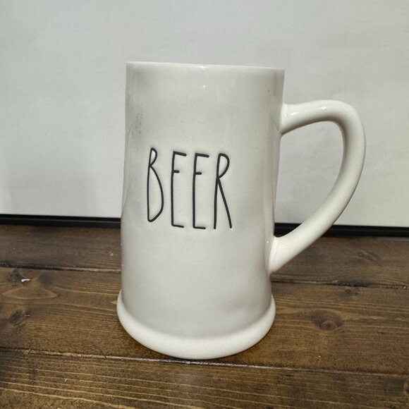 Rae Dunn by Magenta BEER Ceramic White Beer‎ Stein Mug NEW - Picture 2 of 6